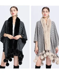 Poncho Cape Pompom Chic