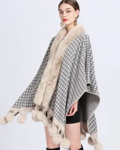 Poncho Cape Pompom Chic