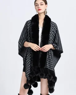 Poncho Cape Pompom Chic