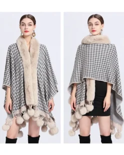 Poncho Cape Pompom Chic