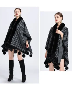Poncho Cape Pompom Chic