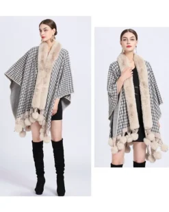 Poncho Cape Pompom Chic