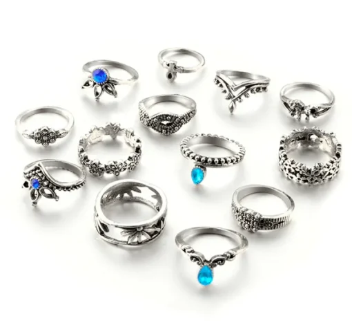 Ring Set Blue Flower Vibes