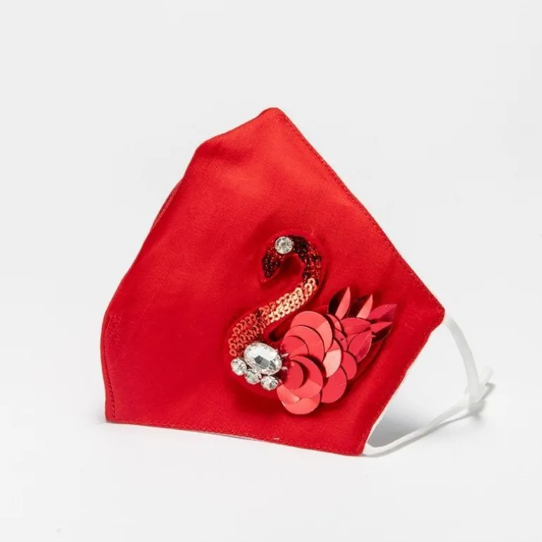 Rote Designer Stoffmaske Red Swan