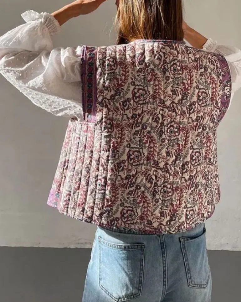 Vintage Floral Gilet Purple Bloom