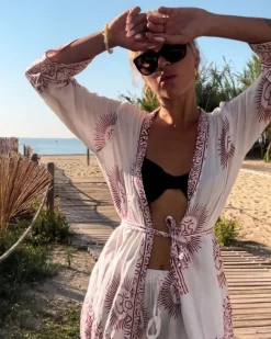 Weisses Om Set Hose & Kimono Samar