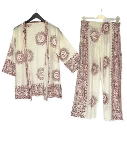 Weisses Om Set Hose & Kimono Samar